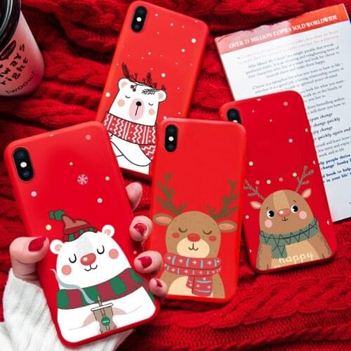Christmas Elk TPU Red Case For Samsung Galaxy A21S A51 A71 A41 A11 A20 A30 A40 A50 A70 S20 S10 S8 S9 Note 20 Ultra 10 Plus Case