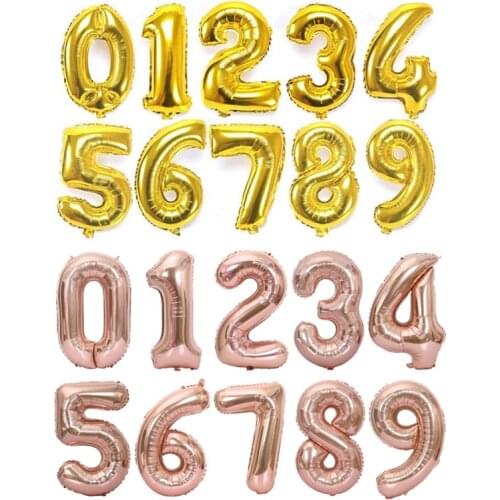 32/40 Inch Rose Gold Alphabet Number Foil Balloons Baby Shower Birthday Party Decor Foil Balloon Wedding Party Supplies Rose