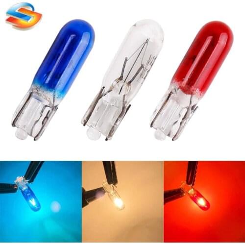 100pcs car T5 12v 1.2w halogen lamp instrument lights desk board bulbs auto interior warnning lights Warm White/amber/red/blue