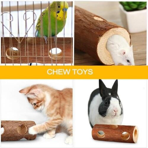 Pet Hamster Mice Gerbils Natural Wood Tunnel Tube Bird Cat Rabbit Playing Toy Small Animal Products Supplies Tools