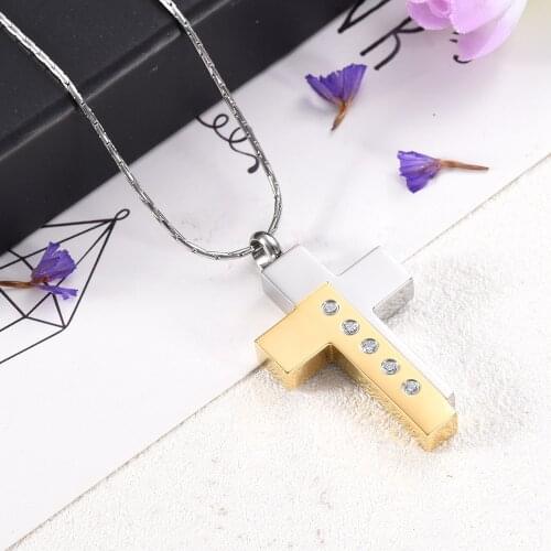 K9898 Cross Cremation Jewelry for Ashes Stainless Steel Keepsake Pendant Memorial Urn Necklace for Men Women