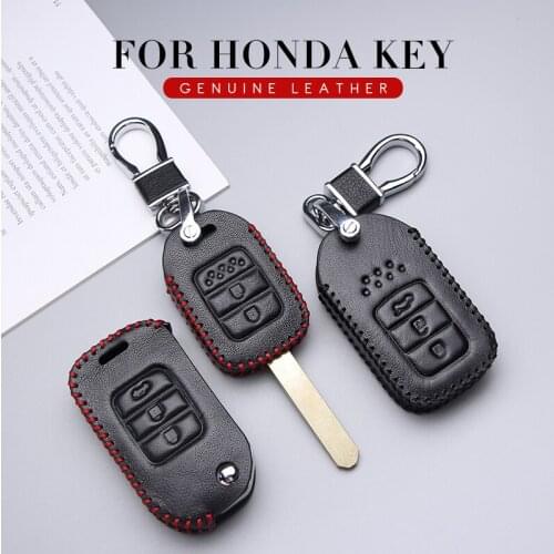 Leather Car Key Case Cover For Honda Insight Civic 4D X Forza SH 300 125 Fit Accord 8 Jazz Stream CUB CRV CRZ 2019 Key Fob Shell