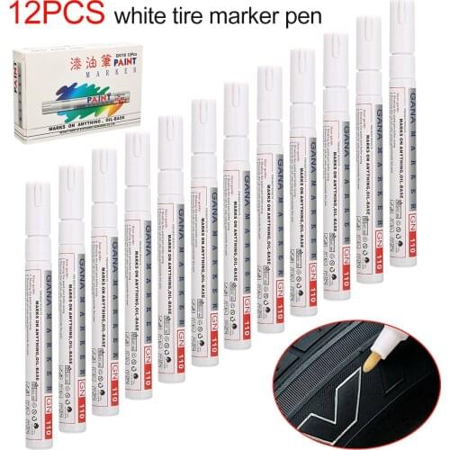 12pcs White Marker Pens Waterproof Permanent Car Tyre Tire Tread Rubber Paint Marker Pen DIY Album Art Supply