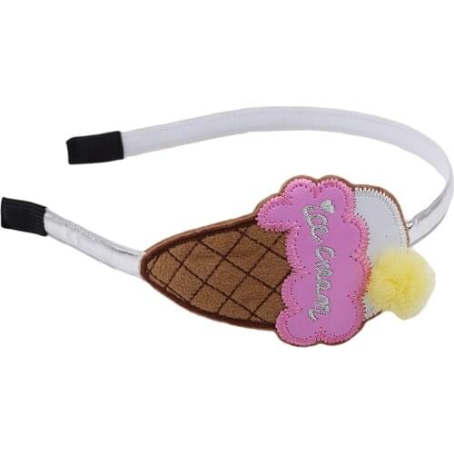 Lovely Hair Accessories For Girls Head Ice Cream Headband With Pompom Girls Hairband