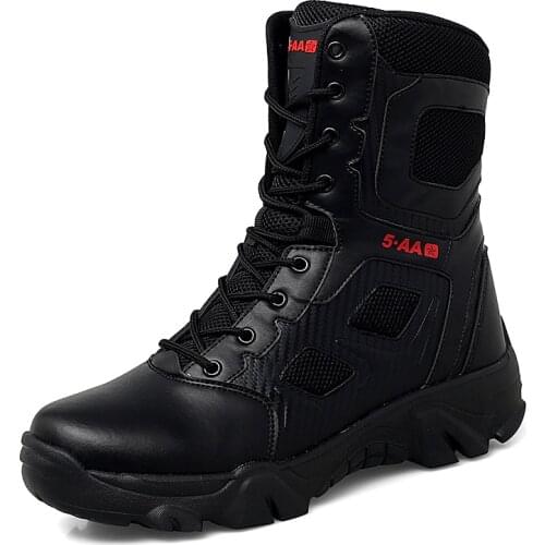 Men Tactical Military Boots Mens Casual Shoes Leather SWAT Army Boot Motorcycle Ankle Combat Boots Black Botas Militares Hombre