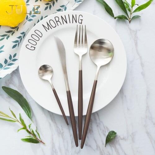 Vintage Black Dinnerware Set Steel Vintage Western Eco-friendly Luxury Cutlery 24 Pieces Dining Fork Knife Dinner Set Tableware