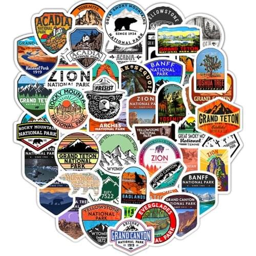 50Pcs/Pack National Park Zoo Icon Cartoon Stickers For Suitcase Skateboard Computer Luggage Fridge Phone Styling Laptop Sticker