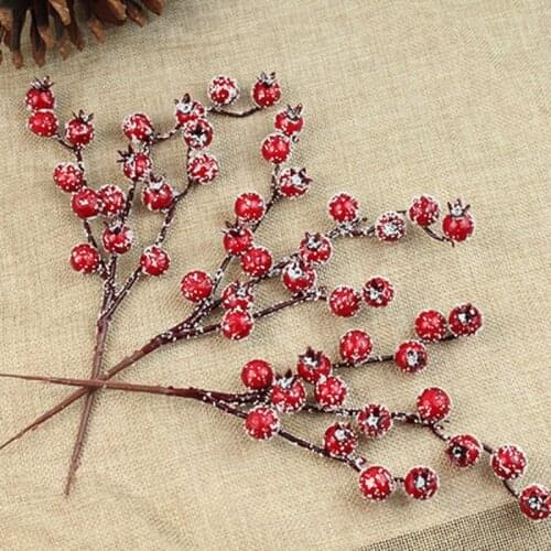 New 24-31cm Artificial Home Pine Cone Red Berry Bouquet Flower Branch Christmas Decoration Wedding Party Decor Festive Supplies