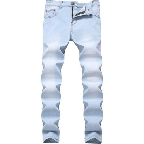 New Mens Stretch Straight Roupas Jeans Korean Casual Solid Slim Trousers Multi-color Washed Hip Hop Denim Male Pants Plus Size