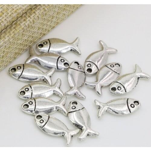 Wholesale price free shipping 50pcs lovely Tibet silver-color 9*17mm spacers beads fishes shape accessories diy findings B2537
