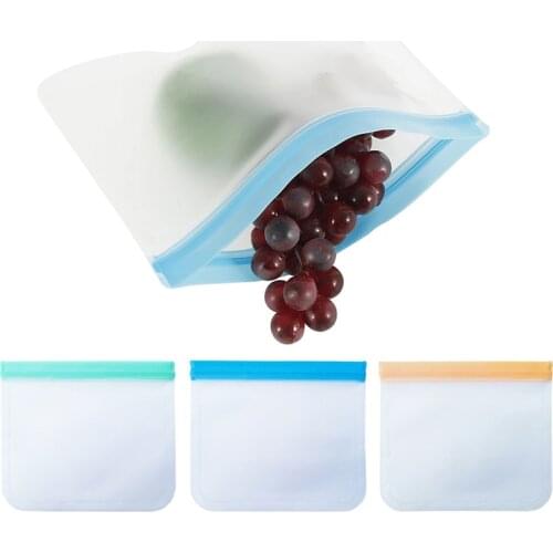 PEVA Food Storage Bag Upgrade Leakproof Top Stand Up Reusable Freezer Sandwich Ziplock Silicone Bag Food Preservation Containers