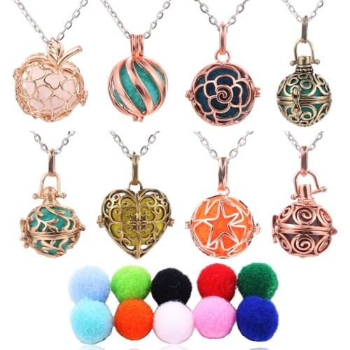 New Rose Gold Music Ball Bell Charm Aromatherapy Locket Pendant Necklace Perfume Essential Oil Diffuser Woman Gift Fine Jewelry