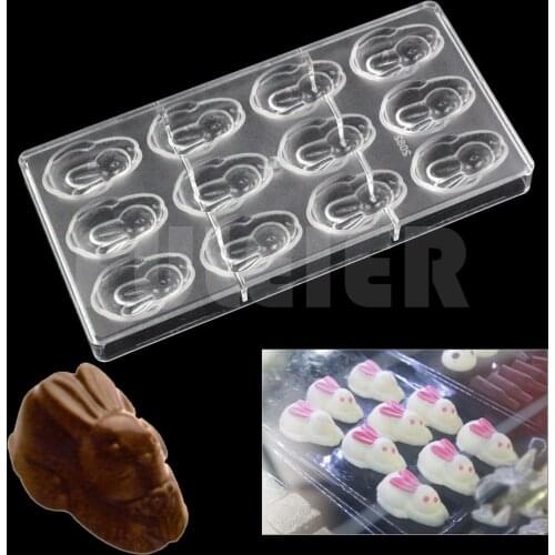 Rabbit shape polycarbonate candy chocolate mold DIY lovely sugar cake chocolate Confectionery tools baking pastry chocolate mold