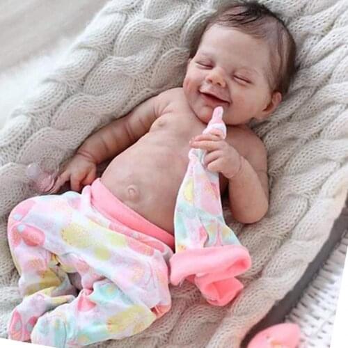 21inches DIY Popular Reborn Doll Kit Sleeping April Smile Face Very Soft Touch Fresh Color Unpainted Unfinished Doll Parts