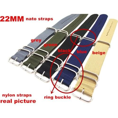 Ring buckle - Wholesale 10PCS/lots High quality 22MM Nylon Watch band NATO waterproof watch strap fashion wach band - 5 colors