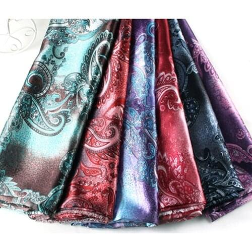Silky Soft Satin Material Diy Lining craft ombre glossy Cashew Polyester Charmeuse Fabric Retro Paisley Pattern