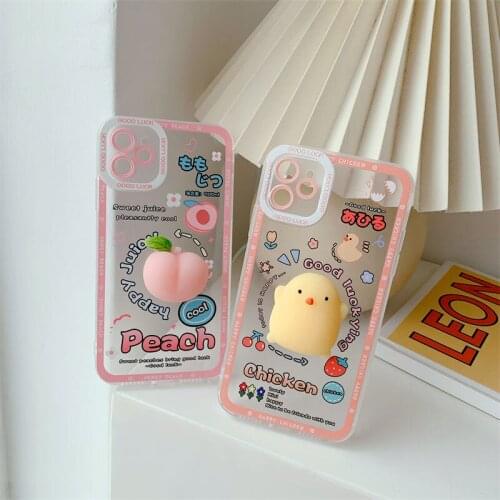 Cute Cartoon 3D Silicone chicken rabbit Reliever Stress Phone Cover Case for Iphone 12 Pro Max MiNi 11 XR X XS 7 8 Plus SE 2020