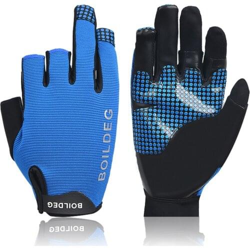 Sport Spring Autum Fishing Gloves 1Pair/Lot 3 Half-Finger Breathable Anti-slip Leather Gloves Durable Anti-cut Fishing Equipment