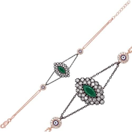 Tevuli 925 Sterling Silver Matte Green Cubic Zirconia Authentic Bracelet