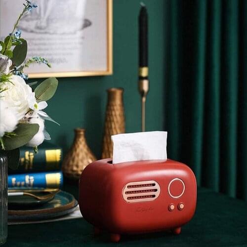 Creative Radio Tissue Box with Wide Mouth Napkin Tissue Paper Holder Retro Napkin Drawer Living Room Storage home decorations