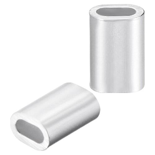 Uxcell 100Pcs M1.5 Aluminum Oval Sleeve 1.7mm(1/16 Inches) Steel Wire Rope Crimping Sleeves Clips Cable Ferrules Wire Rope