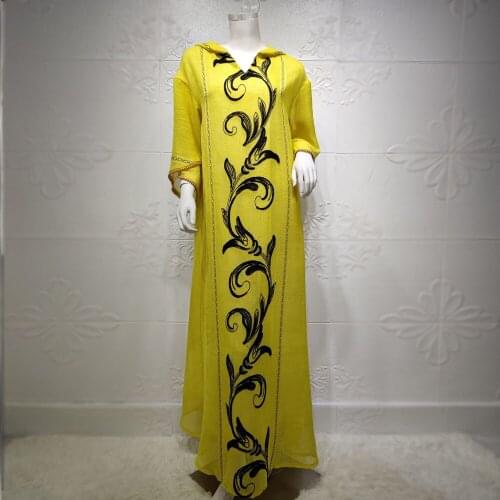 Ethnic Plus Size Maxi Dress for Women 2021Eid Ramadan Loose Abaya Muslim Jalabiya Long Sleeve Arabic Oman Dubai Islamic Clothing