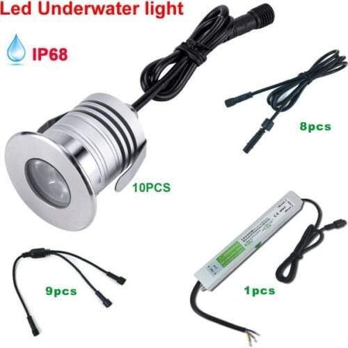 Stainless Steel 12VDC IP68 Waterproof LED Underwater Swimming Pool Light Lamp 3W Spa sauna Lake Yard Pond fountain Lighting Bulb