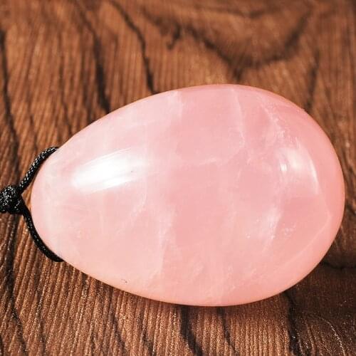 Recovery after Birth Drilled Natural Rose Quartz Yoni Egg for Kegel Exercise Massage & Relaxation Vaginal Exercise Ben Wa Ball