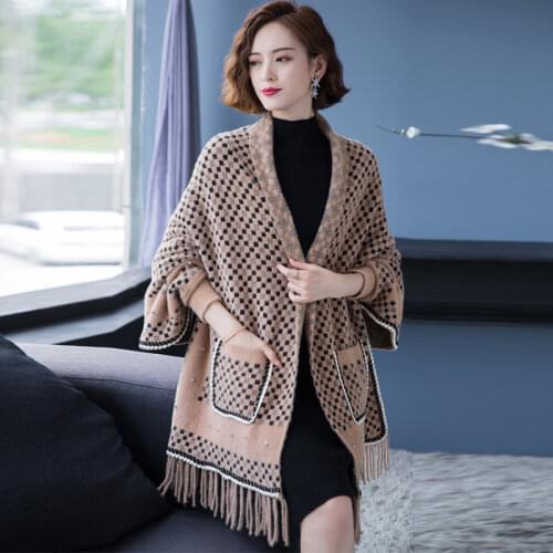 Ladies Sweater Poncho Cloak Shawl With Cheongsam Cardigan Autumn And Winter New Style Imitation Mink Velvet Thick Sweaters SA343