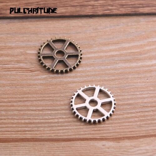 10Pcs 20mm Two Color Metal Alloy Machinery Round Gear Pendant Jewelry Charm Jewelry Gear Findings