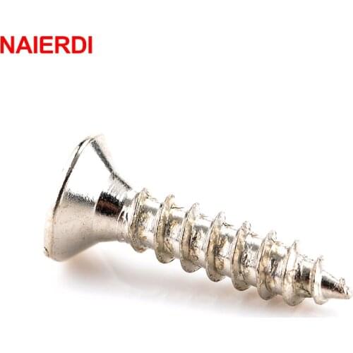 100PCS NAIERDI 2x6/8/10mm Screws Nuts Silver M2 Flat Round Head Fit Hinges Countersunk Self-Tapping Screws Wood Hardware Tool