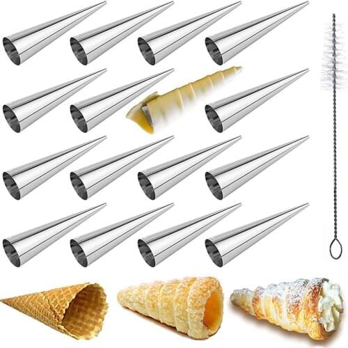 16Pcs Conical Tube Cone Roll Moulds Spiral Croissants Molds Cream Horn Mould Pastry Mold Cookie Dessert Kitchen Baking Tool