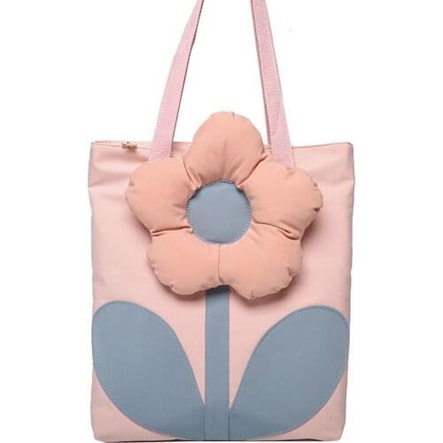 2021 Summer Women Shoulder Bags Female Large Capacity Handbags Lady Cute Flower Purse Luxury Designer Colorful Block Canvas Bag