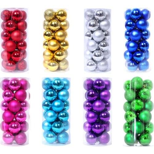 24Pcs 3cm Glitter Christmas Tree Decor Hanging Ball Baubles Colorful Xmas Party Home Garden Decoration Supplies Plastic Navidad