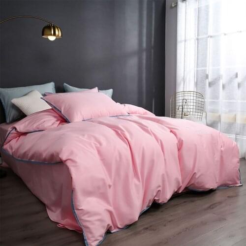 4pcs Bedding Set PillowCase Sheet Pure Cotton 60 Thread Count Satin Long Staple Simple Solid Color Embroidered Embroidery