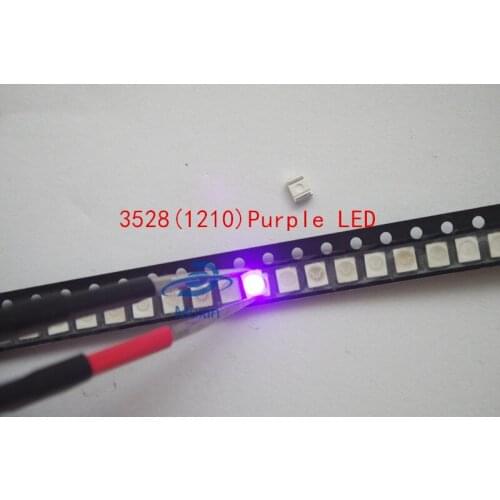 500pcs Wholesale Purple UV POWER TOP 1210 3528 UV SMD SMT PLCC-2 2500 MCD Ultra Bright LED New