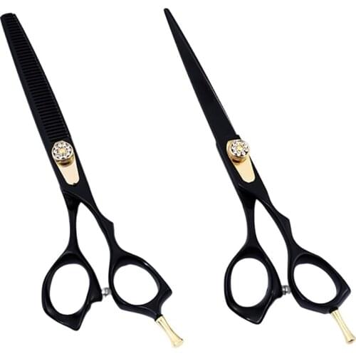 7 Inch Black Japanese Stainless Steel 9CR Hair Cutting Thinning Shears Barber Scissors For Pet Grooming