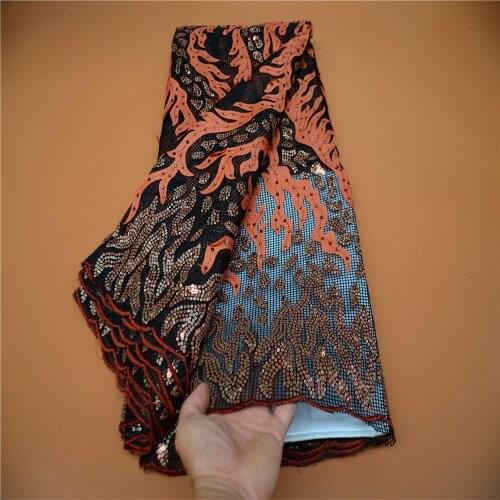 African Lace Fabric 2021 High Quality Embroidered Sequin Guipure Mesh French Nigeria Lace Fabric Wedding Dress FLP-1176