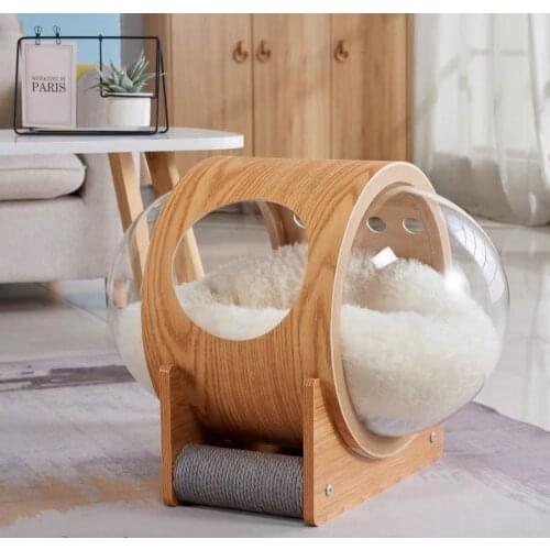 Acrylic transparent pet house space wooden starry sky ufo winter warm pet house cats and dogs four seasons