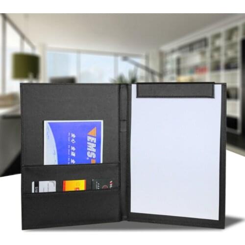 A4 PU Leather Writing Pads Clipboard Notebooks for Business Conference School With Name Card Holder Office School Supplies 1097