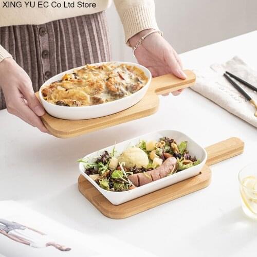 Pure White Ceramic Cheese Baked Rice Tray Household Microwave Oven Special Baking Tray Creative Tableware Kitchen Supplies