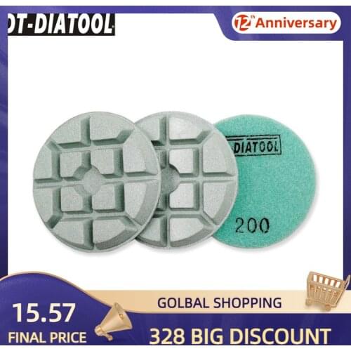 DT-DIATOOL 3pcs/set Dia 80mm/3" Grit#200 Diamond Concrete Polishing Pads Thickened Resin Bond Sanding Discs For Repairing Floor
