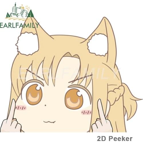 EARLFAMILY 13cm x 8.6cm for Spice And Wolf Peek Anime Car Stickers Graffiti Decal Car Refrigerators Caravan Personality Creative