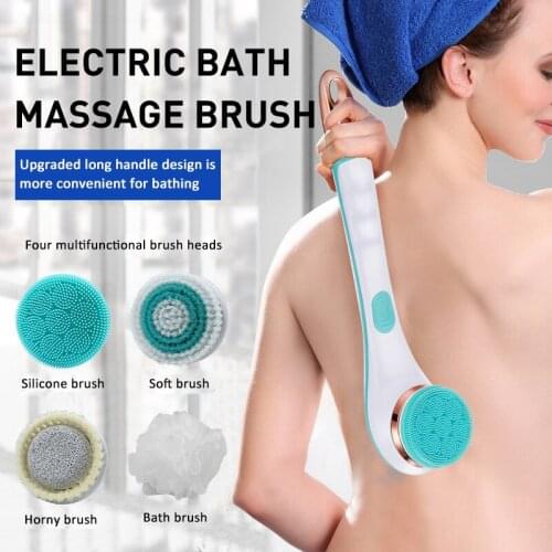 5 In1 Electric Bath Brush Non-slip Cleaning Exfoliation Massage Shower Bathroom Brush Scrub Skin Back Body Massage Health Care