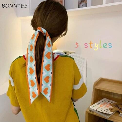 Headwear Women Ponytail Holder Kawaii Korean Fashion Ins Summer Adult Hair Ribbons Print Lovely Girls Teenagers Tender Artistic