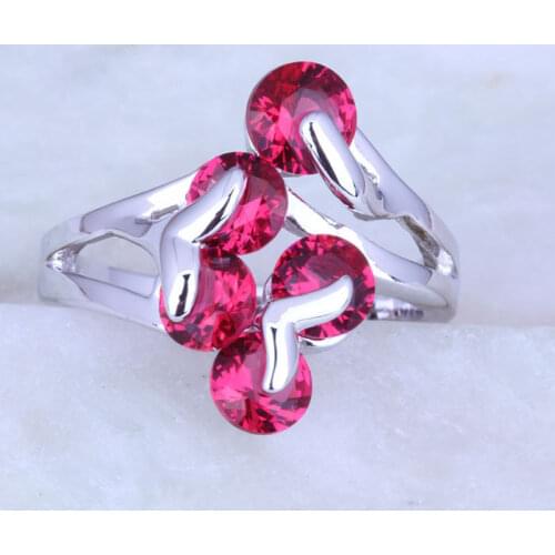 Love Monologue Fondness Rose Red Crystal Silver Color Rings Wedding Jewelry J0427 Size 6/7/8/9 Fast Shipping & Jewelry Bag