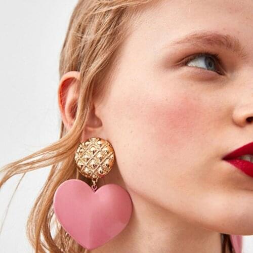 Summer big love heart earring statement earrings for women Bohemian gold round dangle drop earrings fashion jewelry #274855