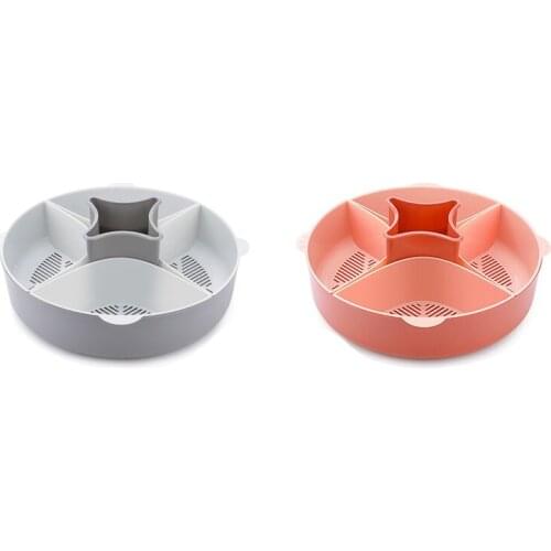 HOT Hot Pot Drain Basket Rotating Kitchen Multi-Functional Vegetable Fruit Drain Basket Rotary Food Tray Household Platter