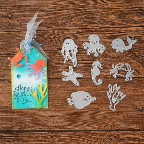 2020 Fish Starfish Crab Shell Jellyfish Metal Cutting Dies Marine Life Ocean Series Stencil for DIY Scrapbooking Decorative New