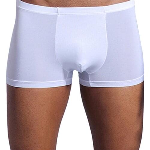 Sexy Man Boxer Solid Color Brand Underpants Men Breathable Ice-silk Comfortable Underwear Boxers